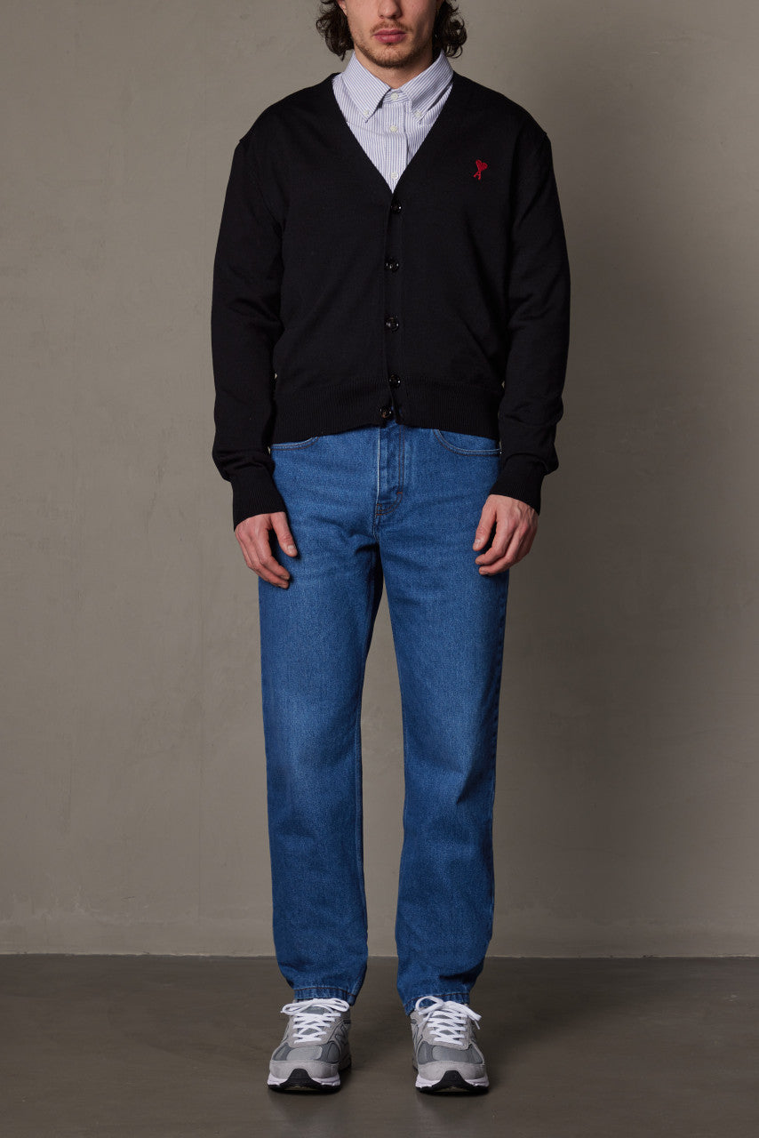 AMI Paris Ami De Coeur Cardigan Black