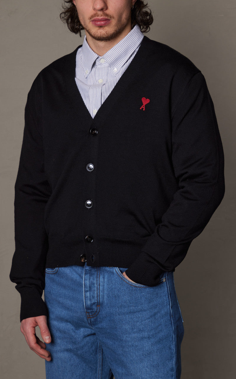 AMI Paris Ami De Coeur Cardigan Black