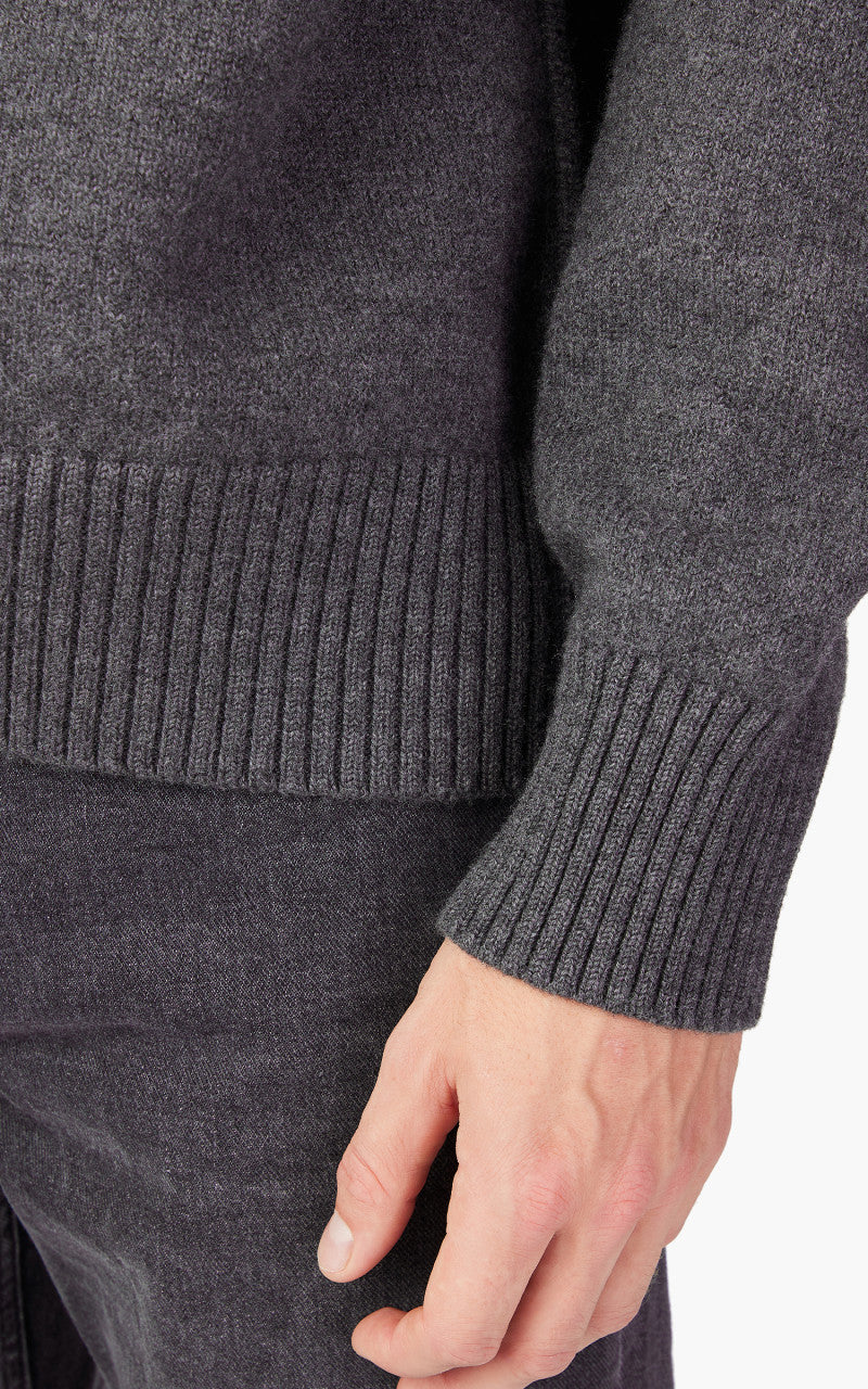 AMI Paris Red ADC Sweater Turtleneck Heather Grey/Red
