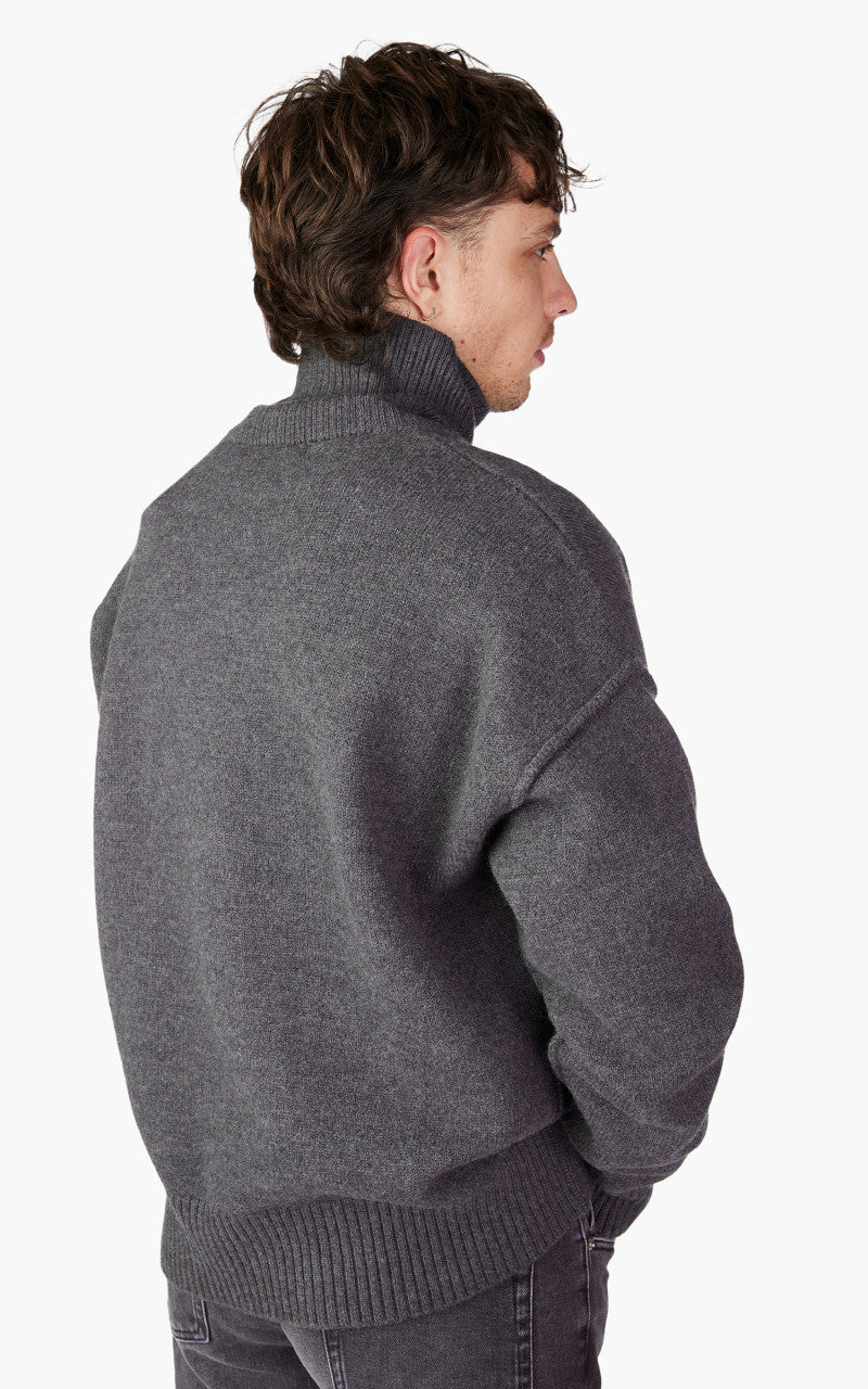 AMI Paris Red ADC Sweater Turtleneck Heather Grey/Red