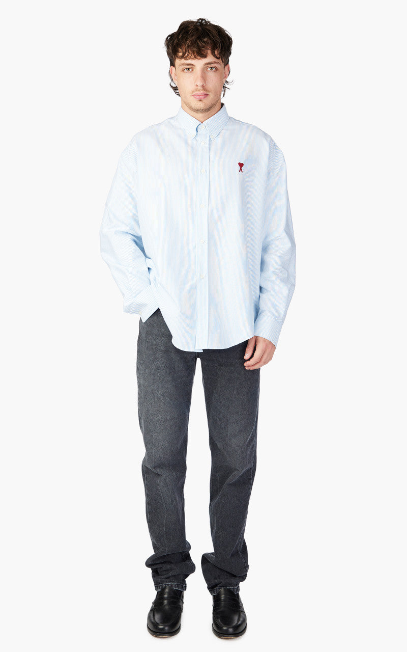 AMI Paris Ami De Coeur Boxy Fit Shirt Sky Blue/Natural White