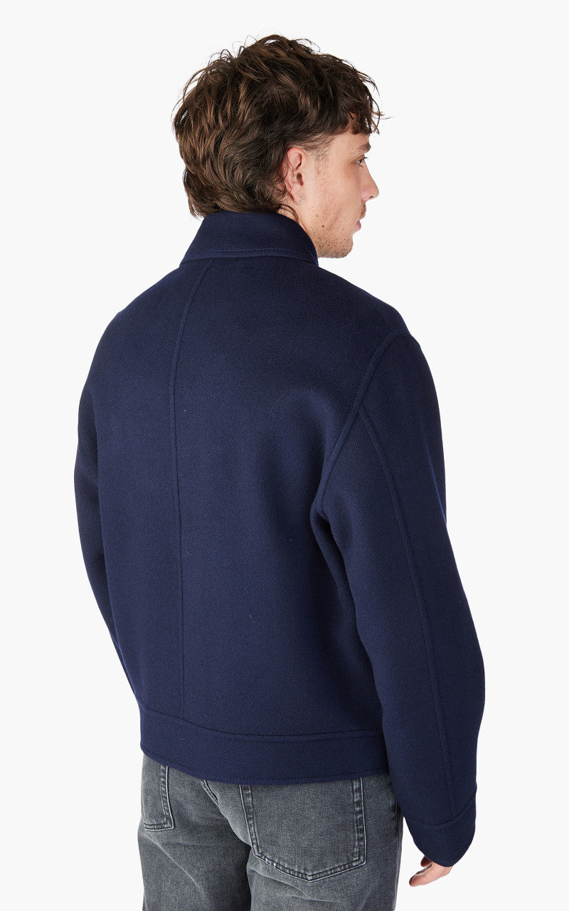 AMI Paris Boxy Fit Double Face Coat Night Blue