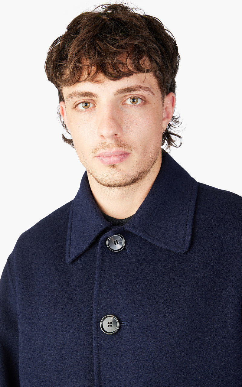 AMI Paris Boxy Fit Double Face Coat Night Blue