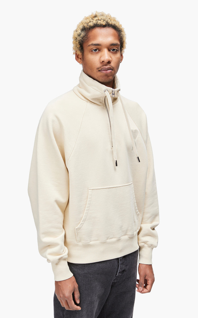AMI Paris Tonal Big Ami De Coeur Zip Sweat Off-White