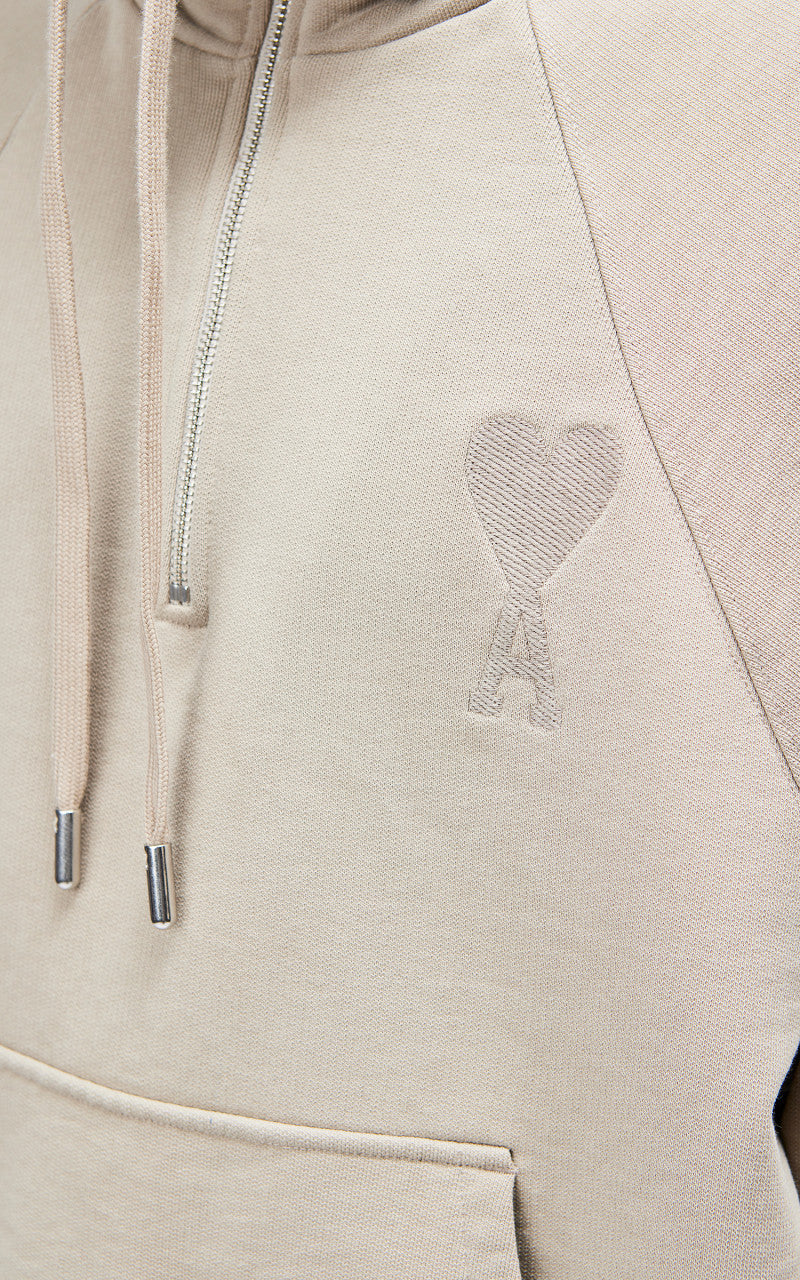 AMI Paris Tonal Big Ami De Coeur Zip Sweat Dark Beige