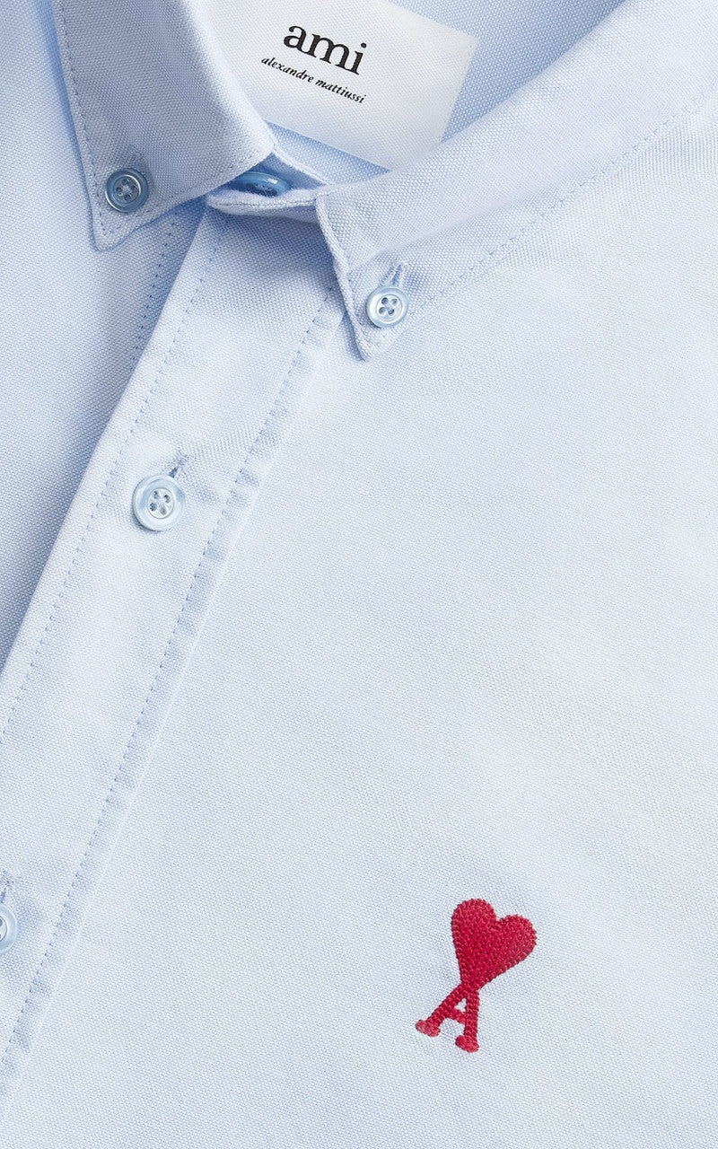 AMI Paris Button-Down Shirt ADC Sky Blue