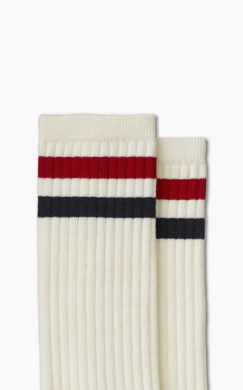 Nudie Jeans Amundsson Sport Socks Off White/Navy/Red