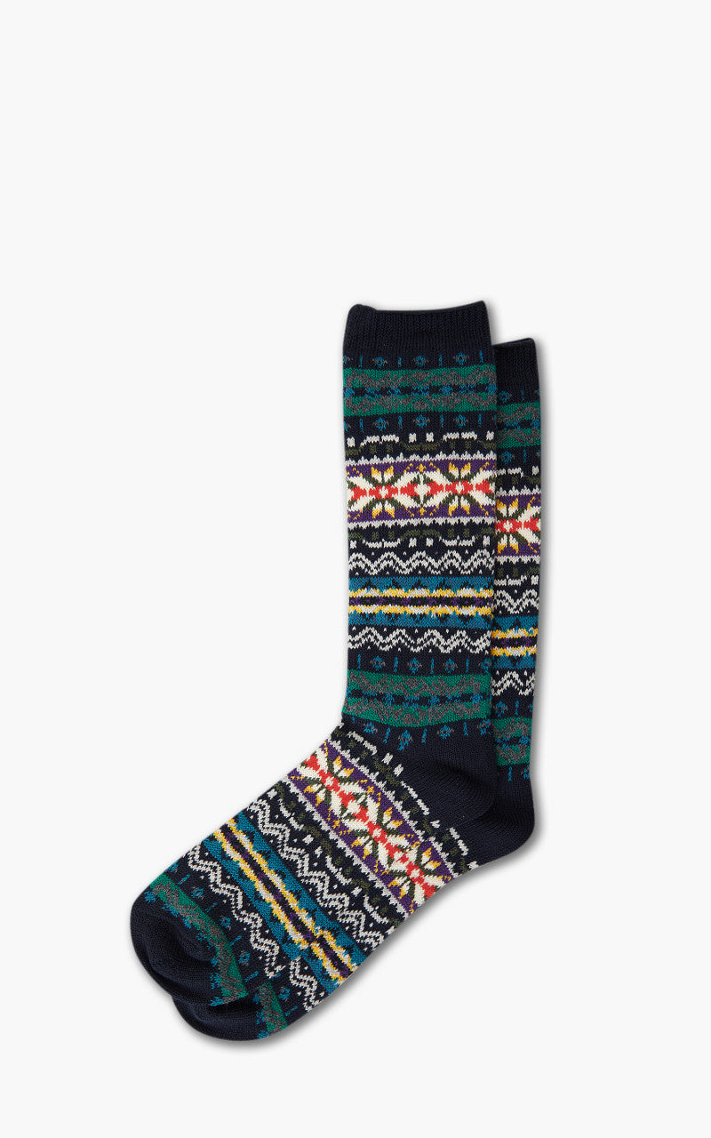 Anonymous Ism Socks Fairisle Crew Navy