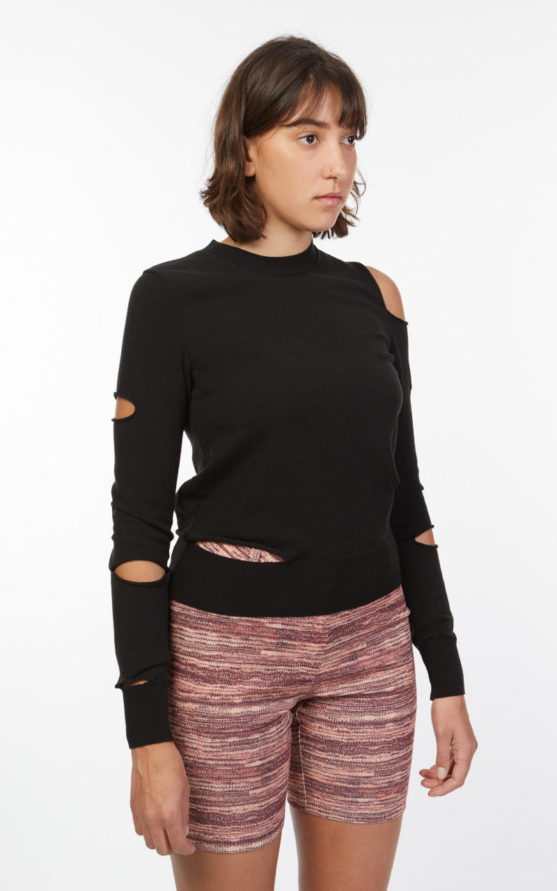 TheOpen Product Asymmetric Cut-Out Sweater Black