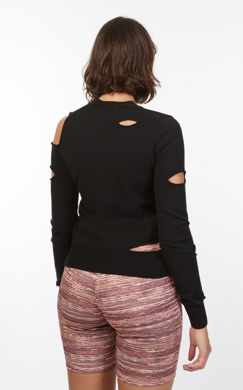 TheOpen Product Asymmetric Cut-Out Sweater Black