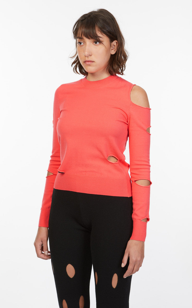TheOpen Product Asymmetric Cut-Out Sweater Pink