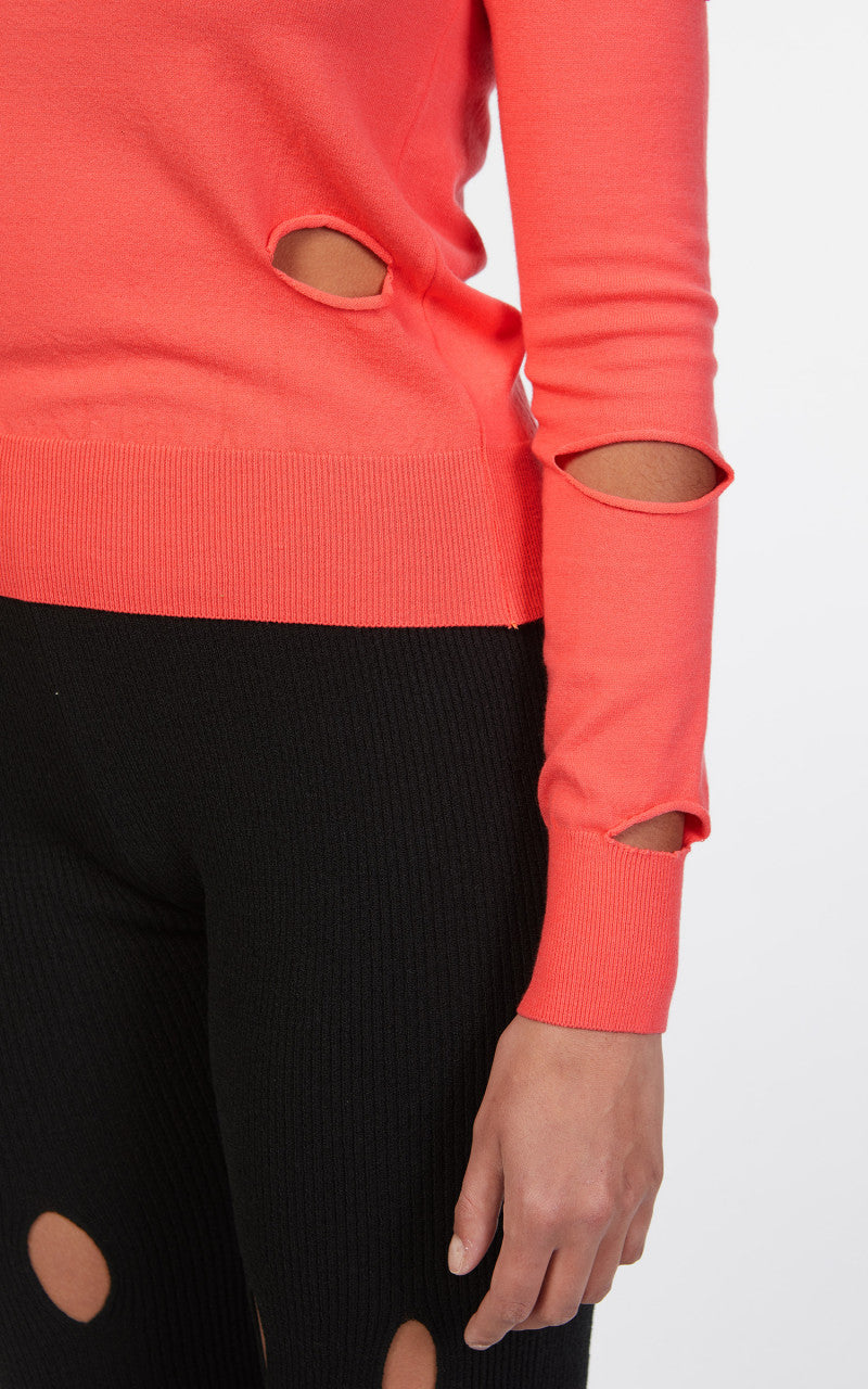 TheOpen Product Asymmetric Cut-Out Sweater Pink