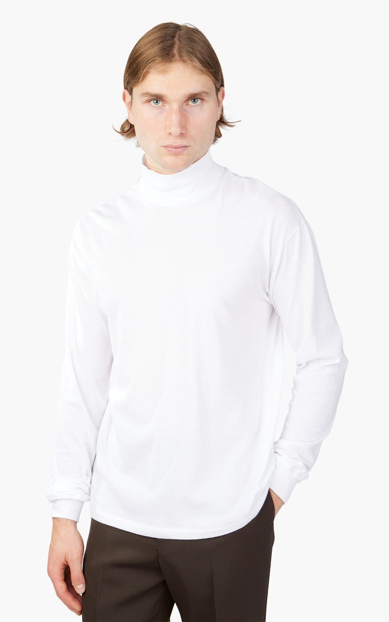 Auralee Seamless Hi Neck L/S Tee White