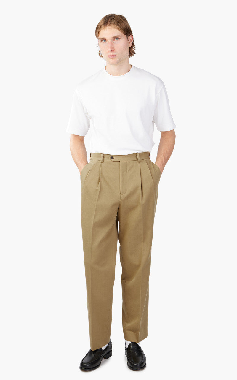 Auralee Washed Heavy Chino Slacks Light Brown