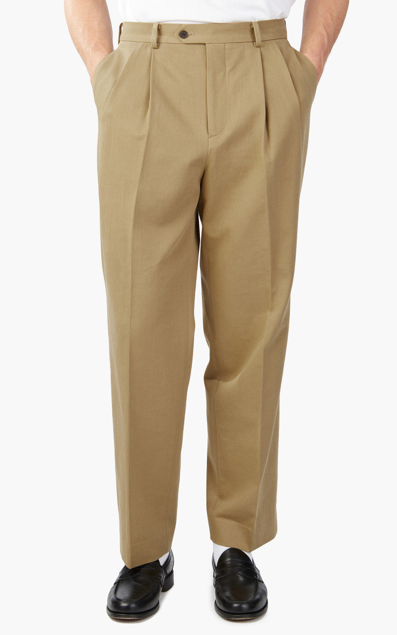 Auralee Washed Heavy Chino Slacks Light Brown