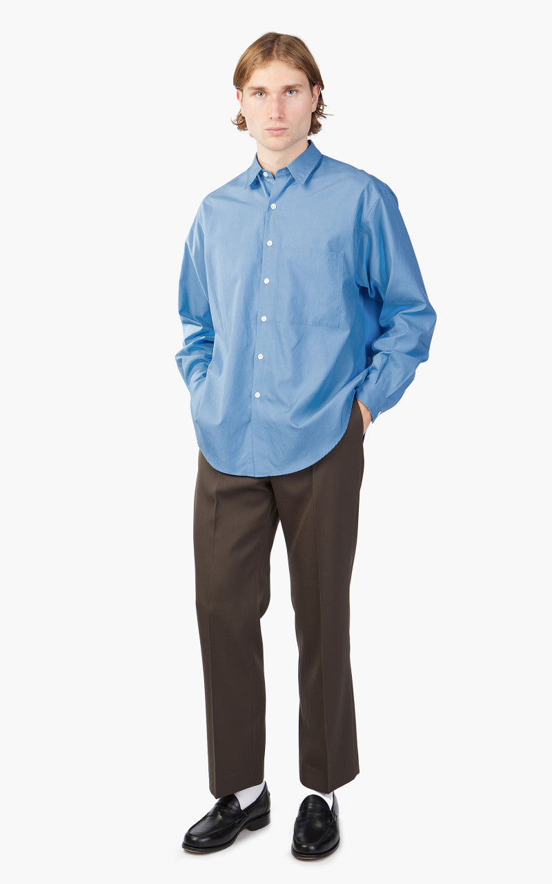 Auralee Washed Finx Twill Big Shirt Blue