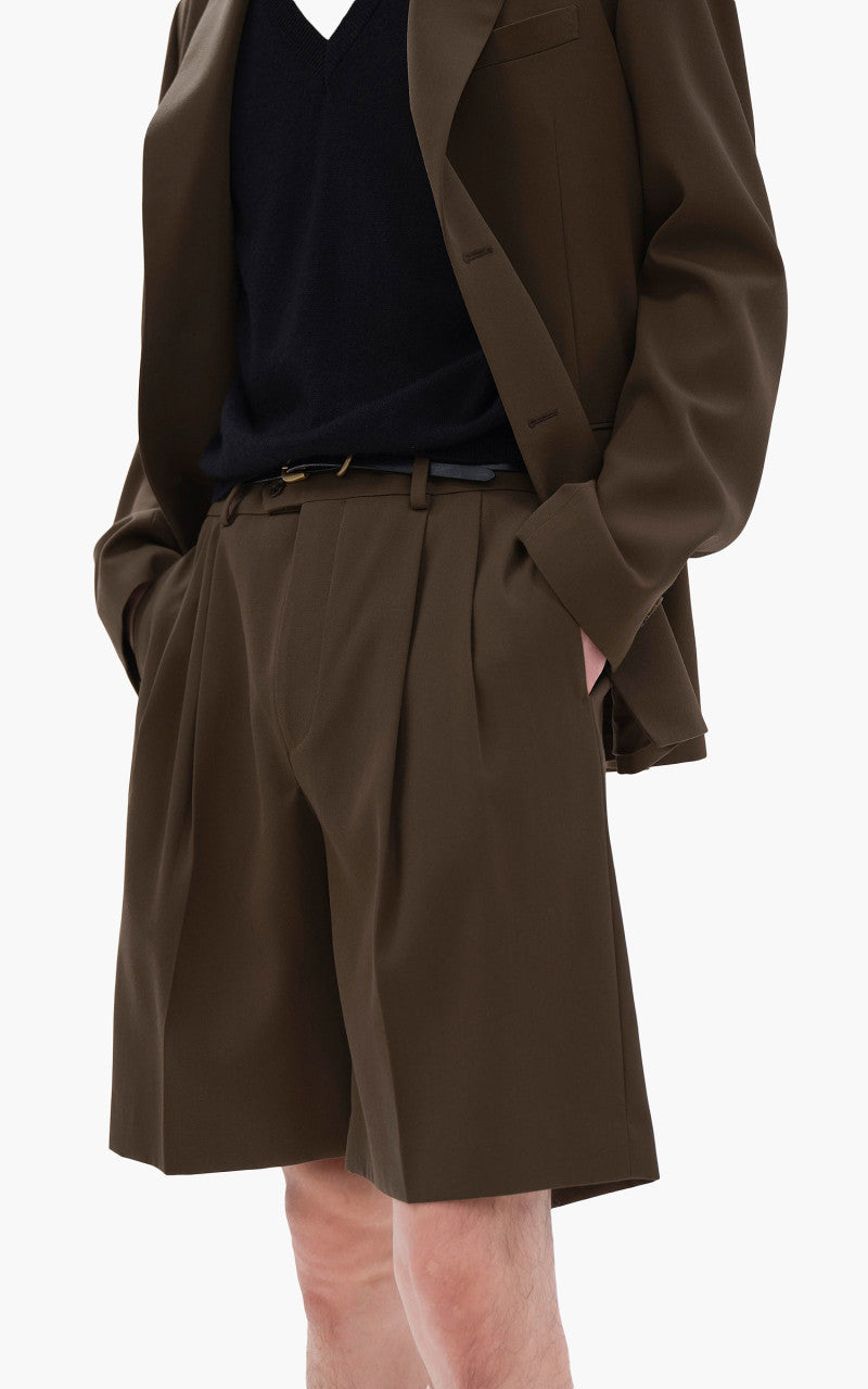 Auralee Light Wool Max Gabardine Shorts Dark Brown