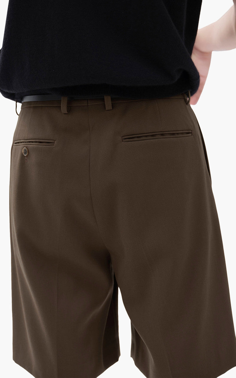 Auralee Light Wool Max Gabardine Shorts Dark Brown