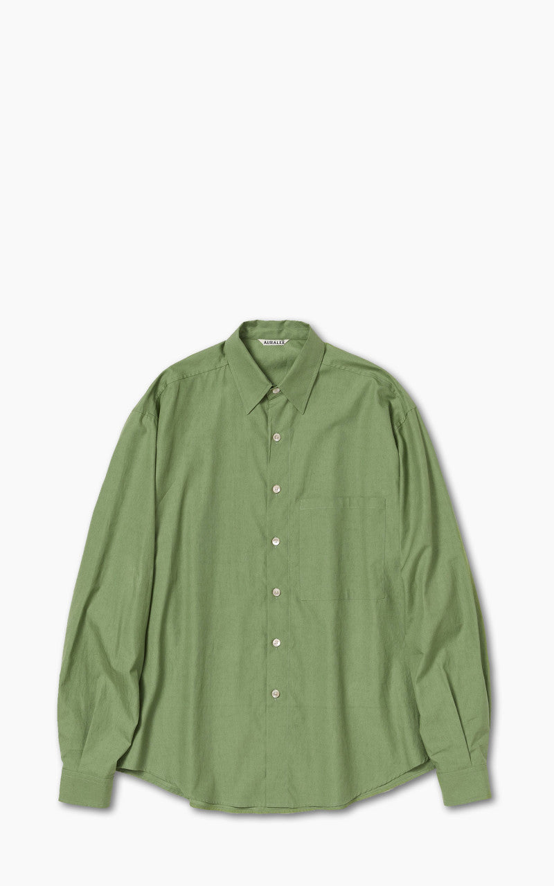 Auralee Washed Finx Twill Big Shirt Khaki Green