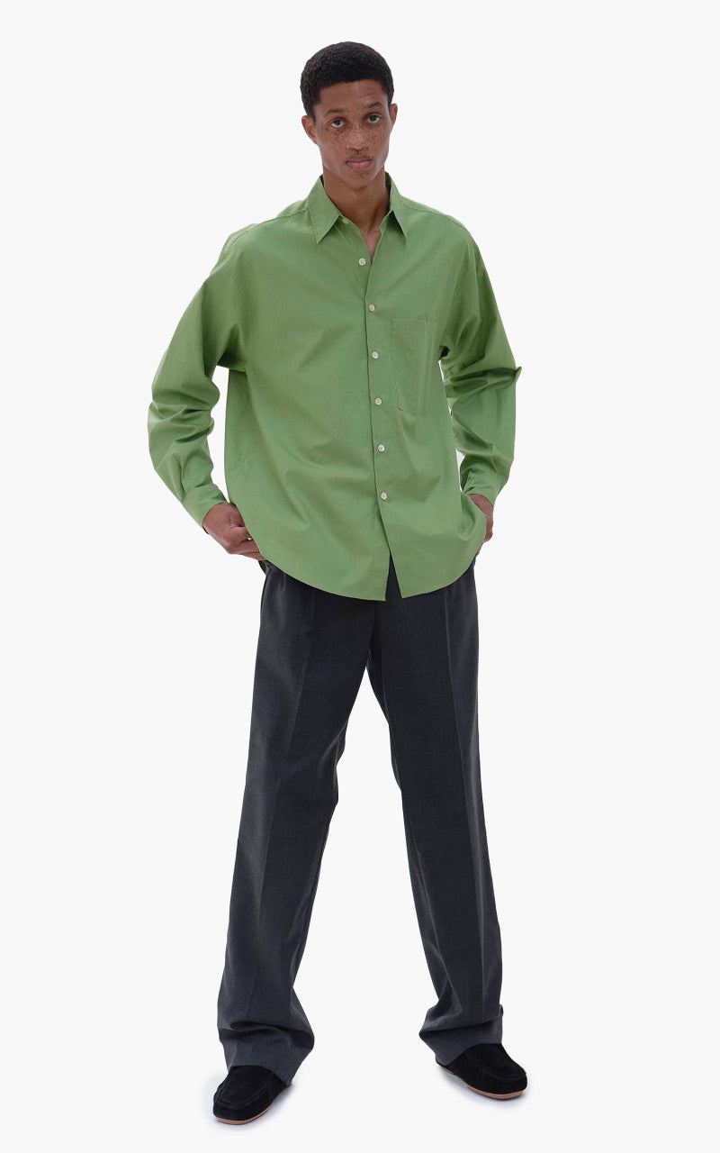 Auralee Washed Finx Twill Big Shirt Khaki Green