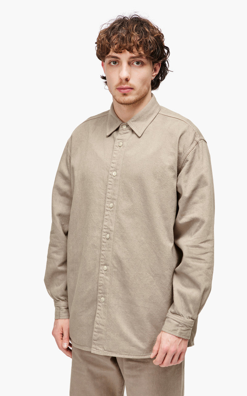 Auralee Botanical Dyed Selvedge Denim Shirt Blouson Natural Brown