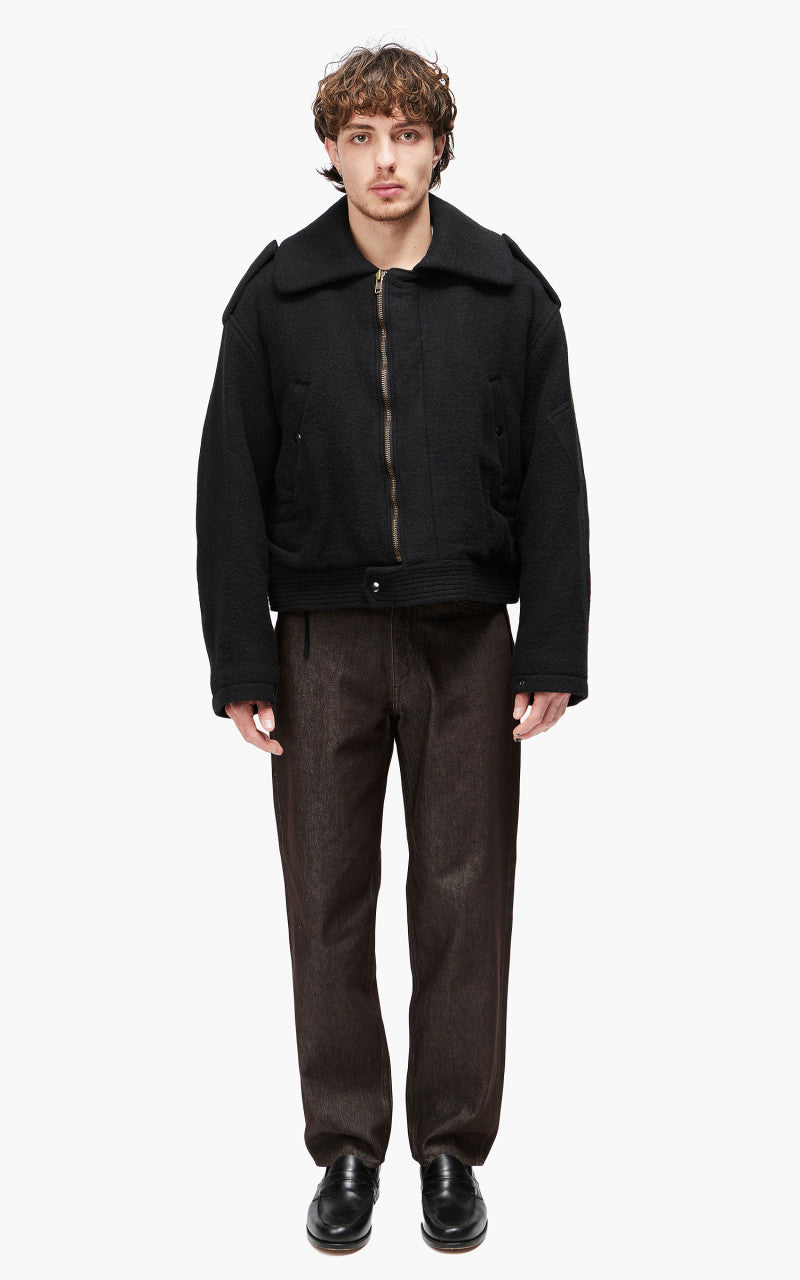 Auralee Brushed Baby Camel Melton Blouson Black