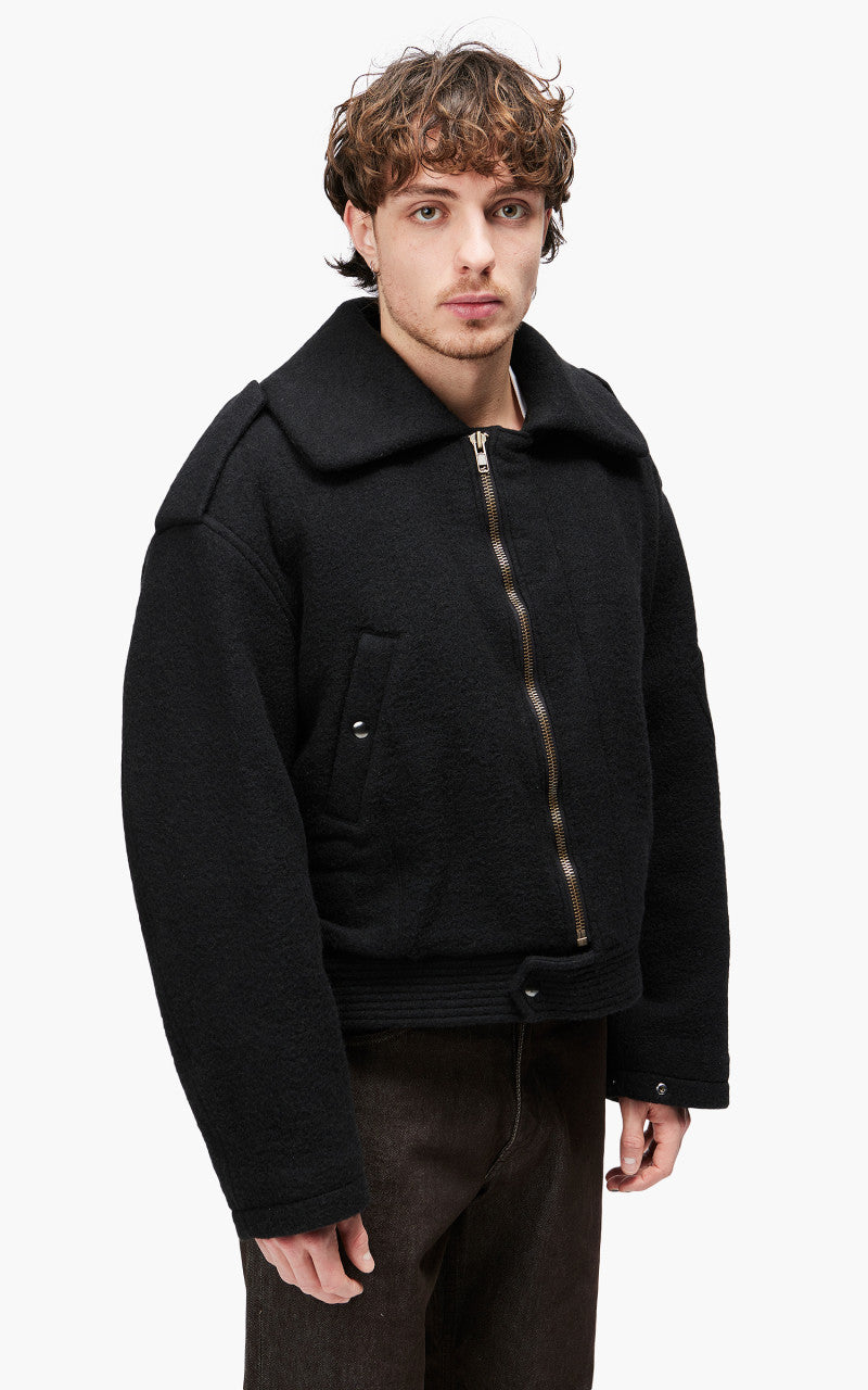 Auralee Brushed Baby Camel Melton Blouson Black