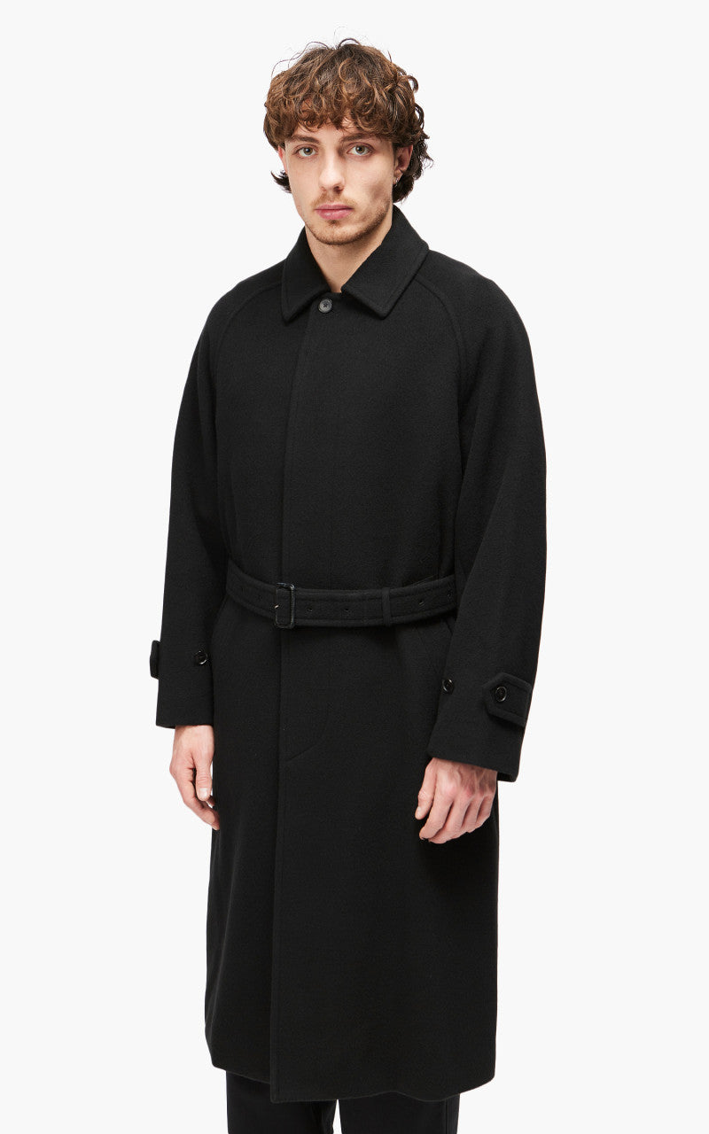 Auralee Cashmere Wool Mosser Soutien Collar Coat Black