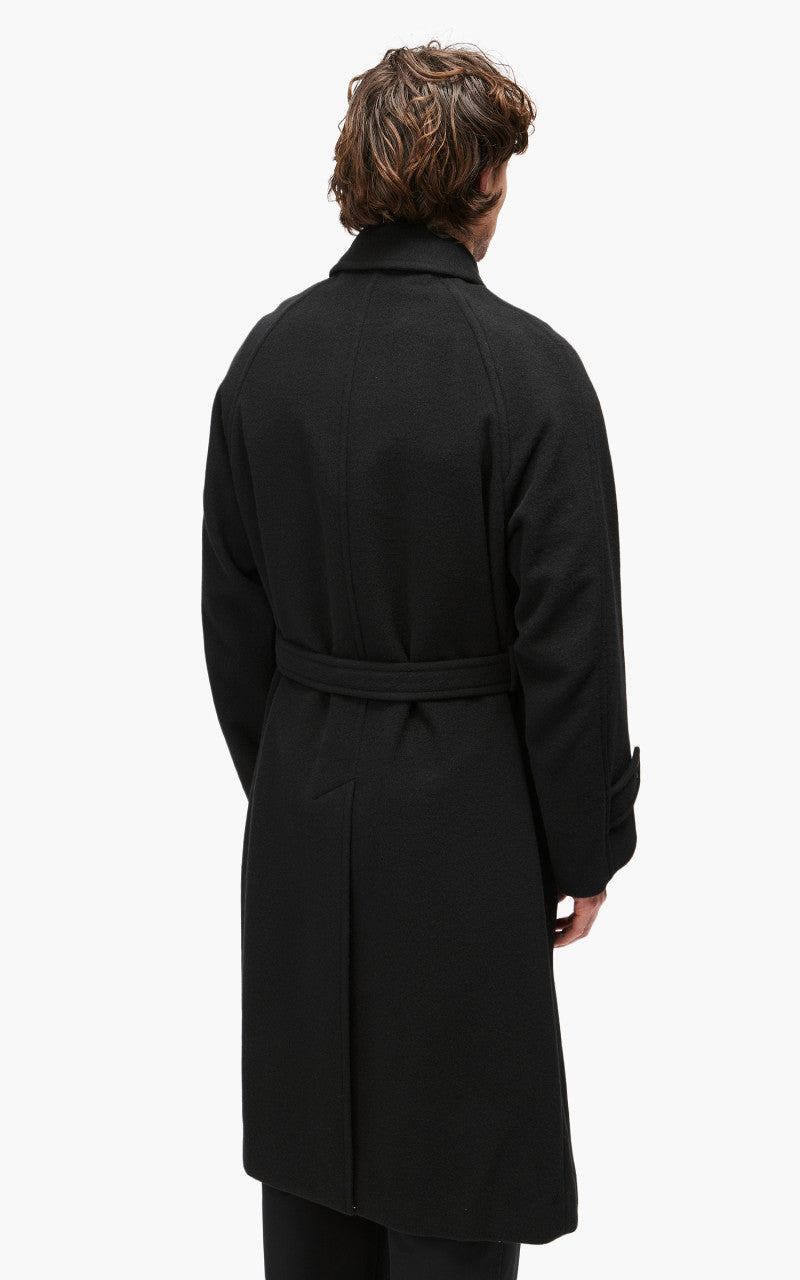 Auralee Cashmere Wool Mosser Soutien Collar Coat Black