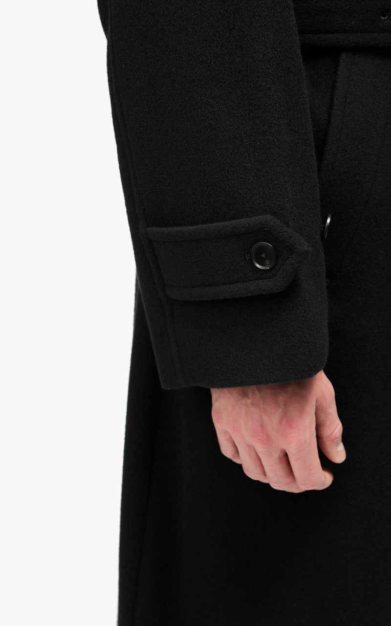 Auralee Cashmere Wool Mosser Soutien Collar Coat Black