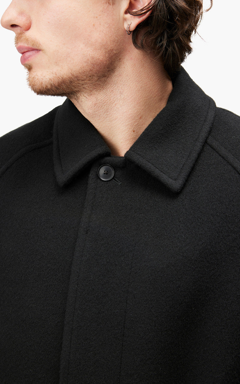 Auralee Cashmere Wool Mosser Soutien Collar Coat Black