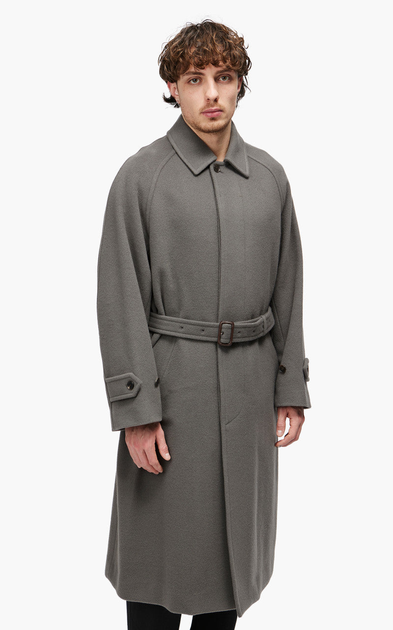 Auralee Cashmere Wool Mosser Soutien Collar Coat Grey