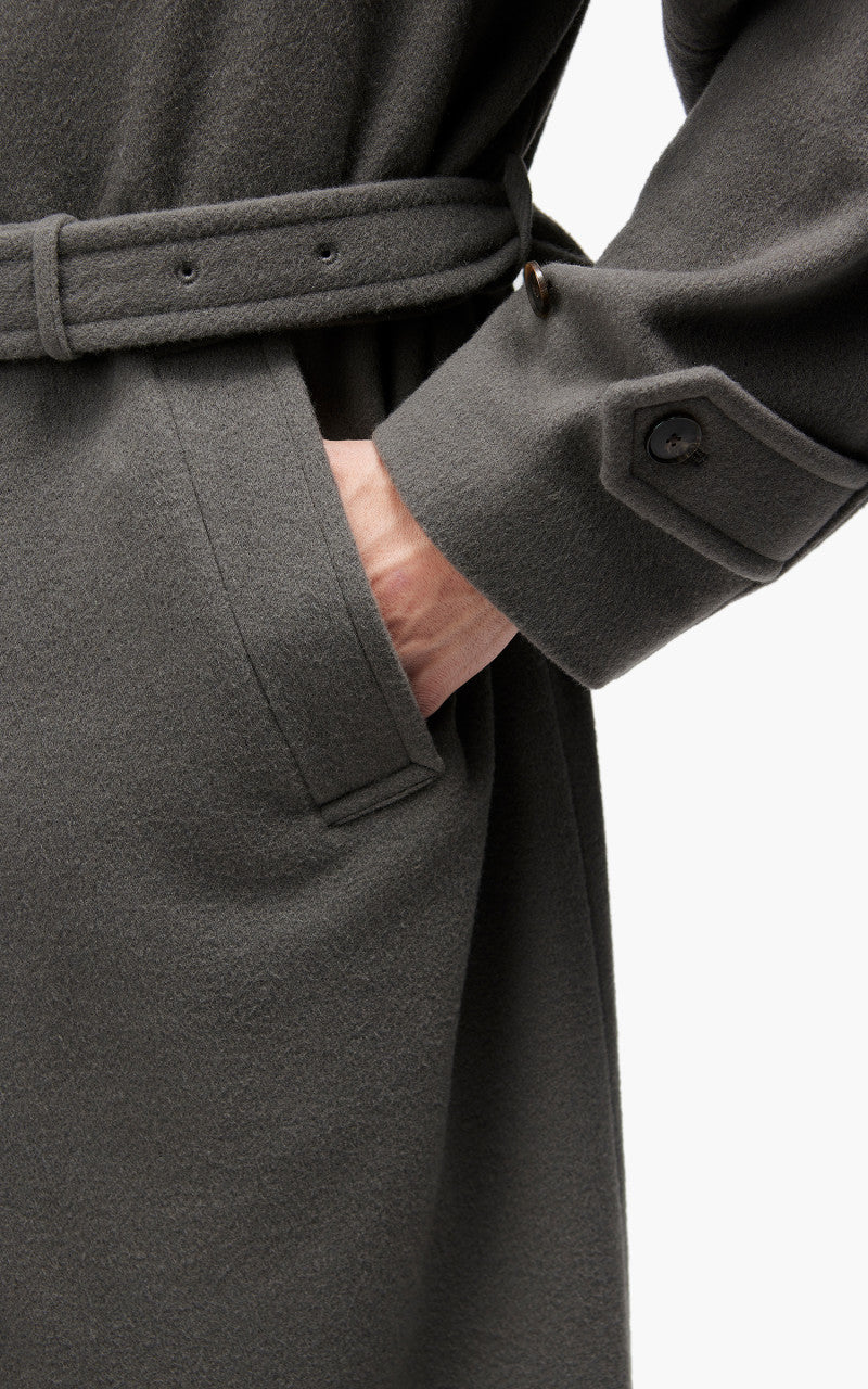 Auralee Cashmere Wool Mosser Soutien Collar Coat Grey