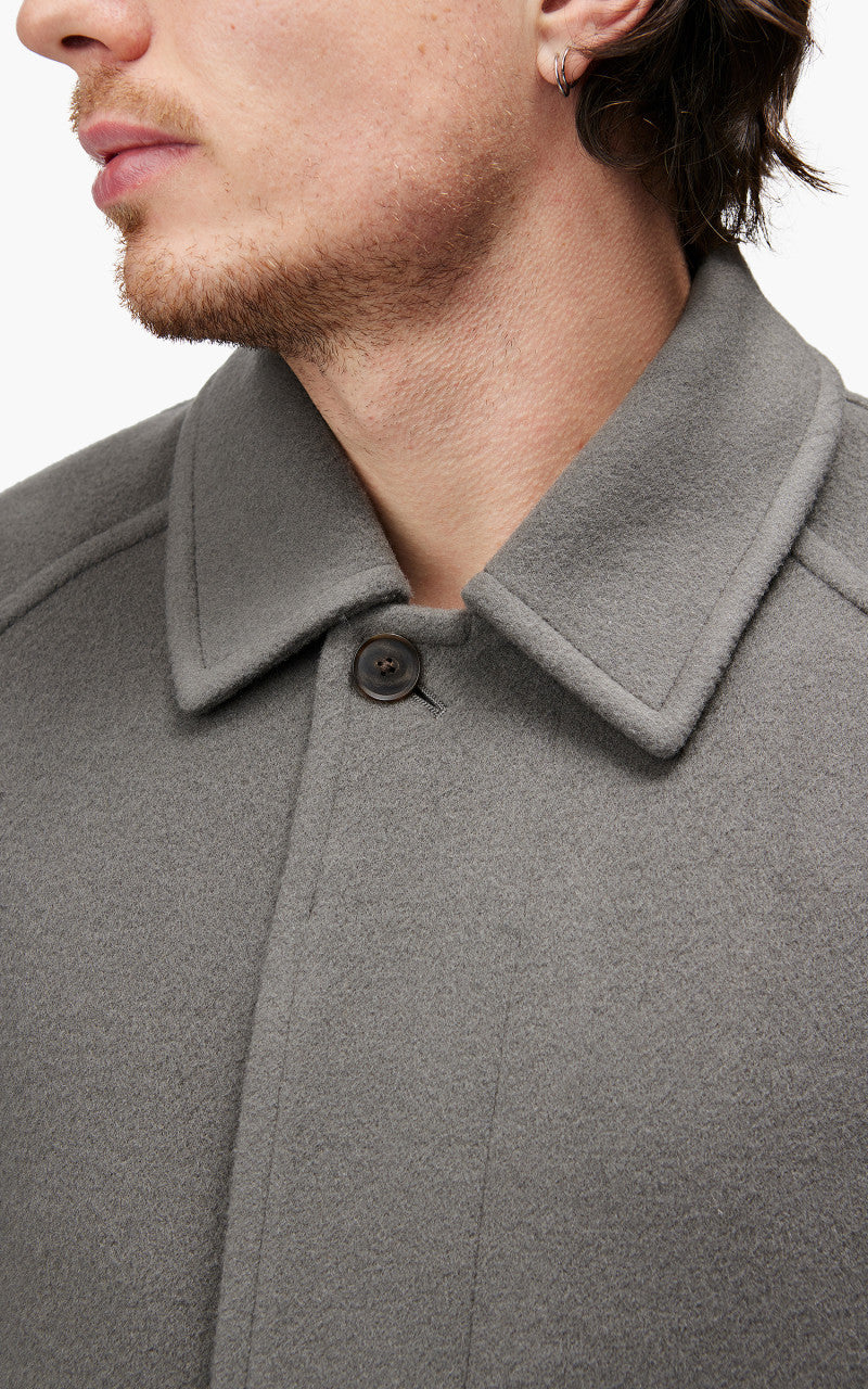 Auralee Cashmere Wool Mosser Soutien Collar Coat Grey