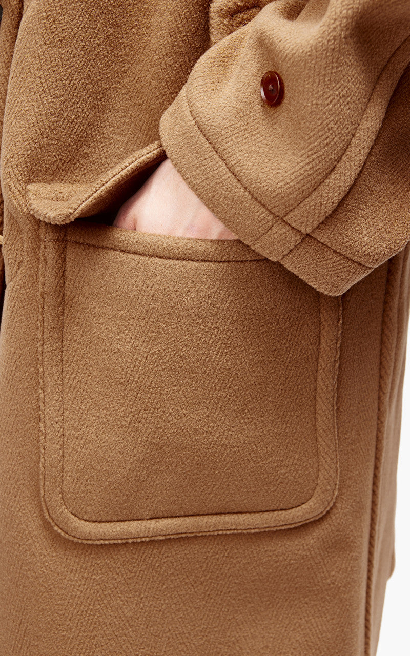 Auralee Wool Herringbone Pile Duffle Coat Brown