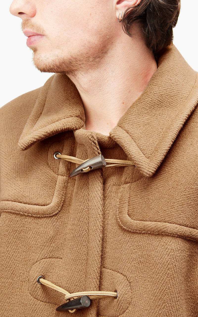 Auralee Wool Herringbone Pile Duffle Coat Brown