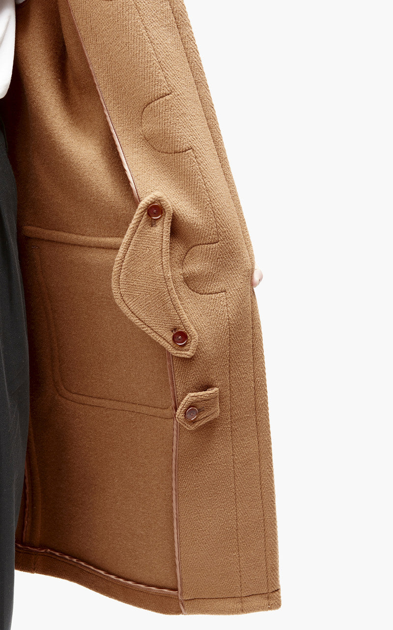 Auralee Wool Herringbone Pile Duffle Coat Brown