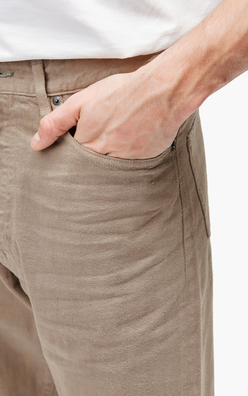 Auralee Botanical Dyed Selvedge Denim Pants Natural Brown