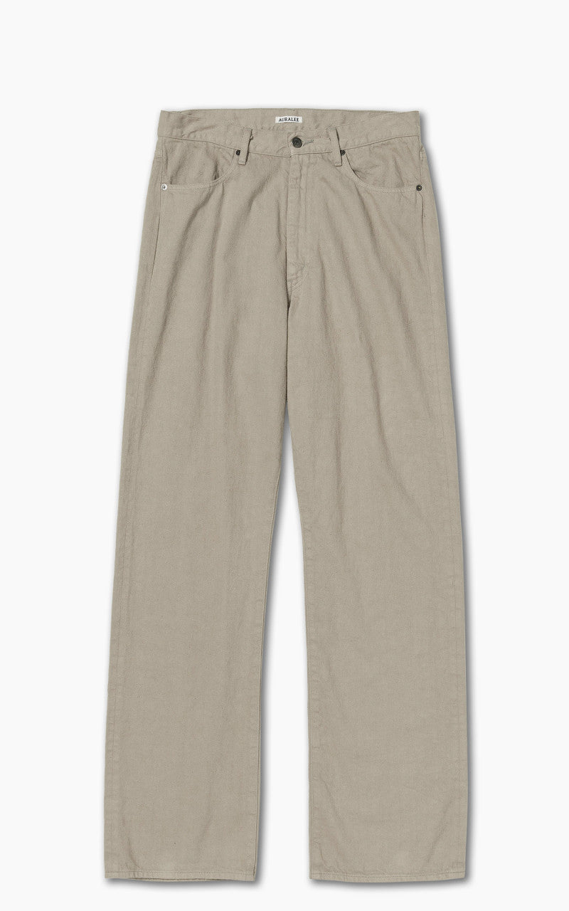 パンツ AURALEE BotanicalDyedSelvedgeDenimPants Auralee Men's Selvedge Faded Light Denim Wide Pants in Light