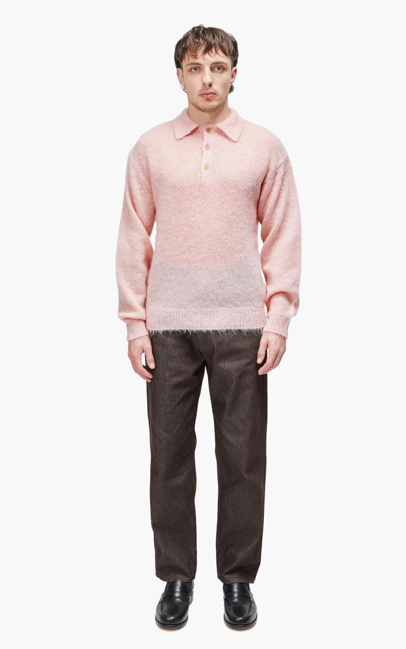 Auralee Brushed Super Kid Mohair Knit Polo Light Pink