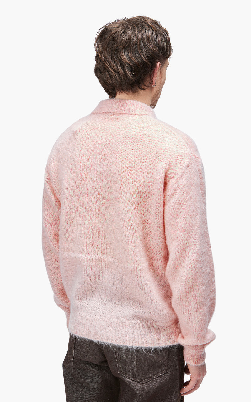 Auralee Brushed Super Kid Mohair Knit Polo Light Pink
