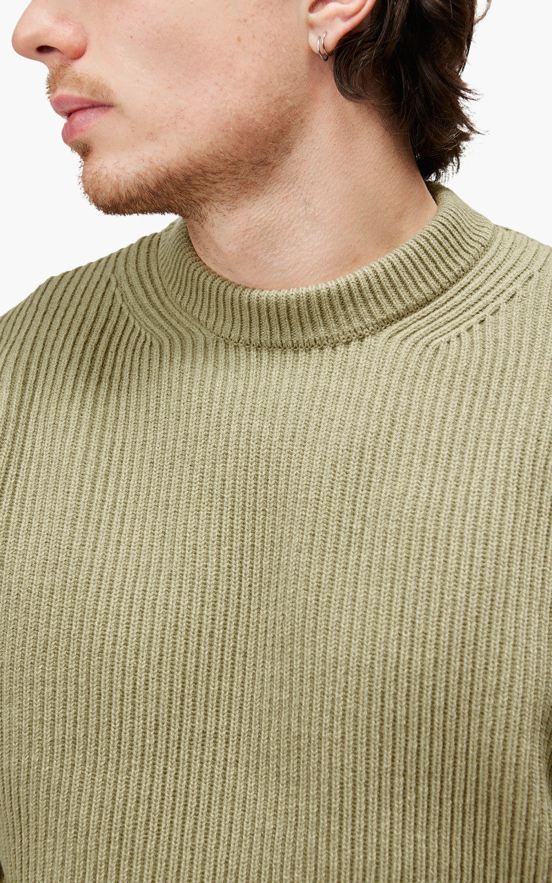 Auralee Super Fine Wool Rib Knit Big P/O Top Yellow