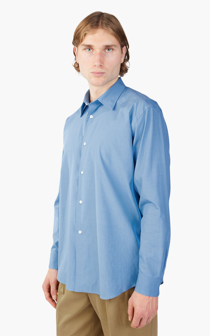 Auralee Washed Finx Twill Shirt Blue