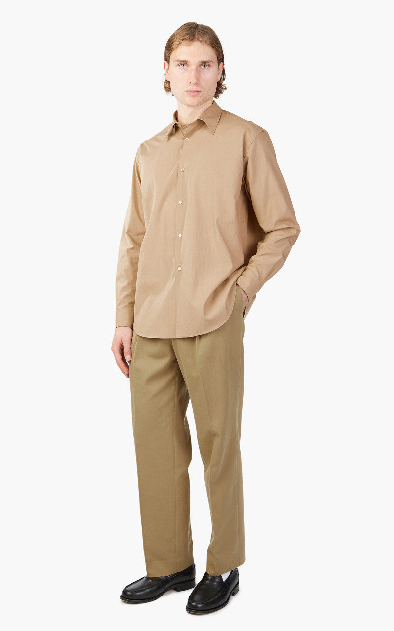 Auralee Washed Finx Twill Shirt Light Brown