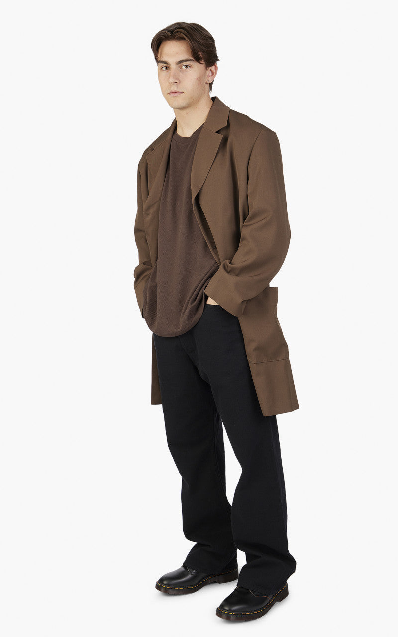 Auralee Light Wool Max Gabardine Coat Dark Brown