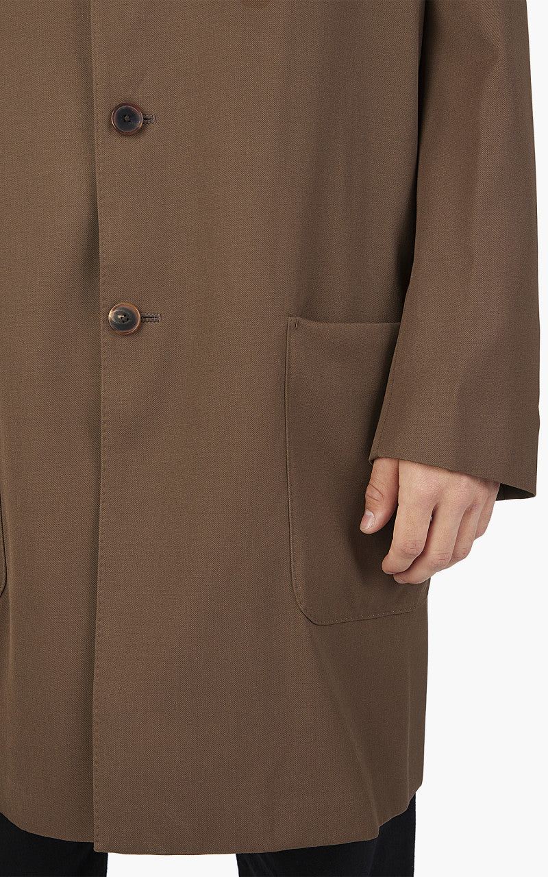 Auralee Light Wool Max Gabardine Coat Dark Brown