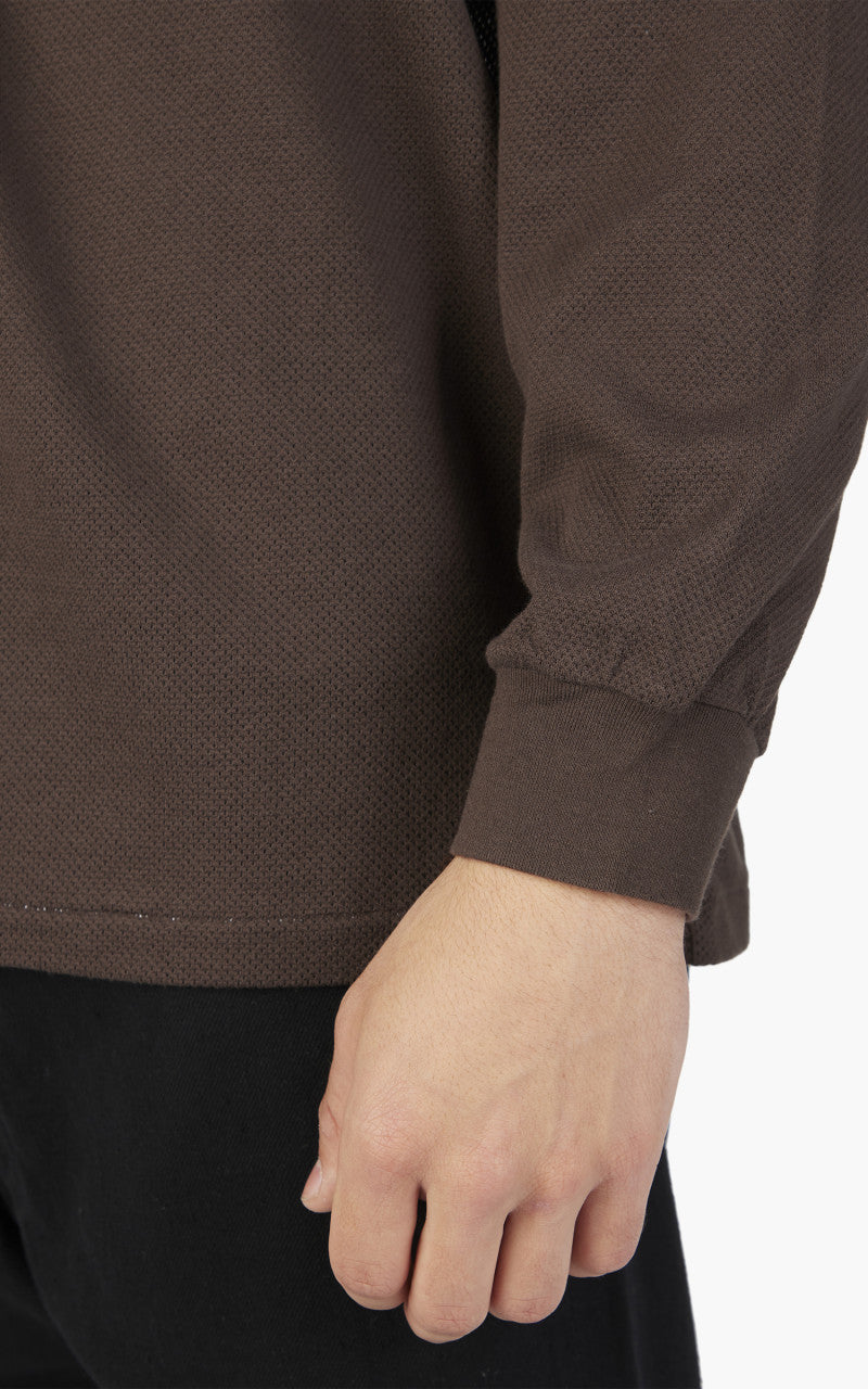 Auralee Cotton Mesh Dyed L/S Tee Dark Brown