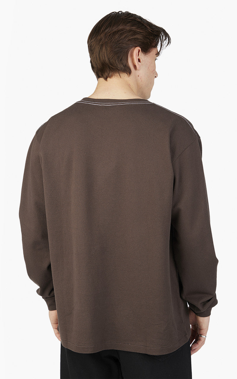 Auralee Cotton Mesh Dyed L/S Tee Dark Brown