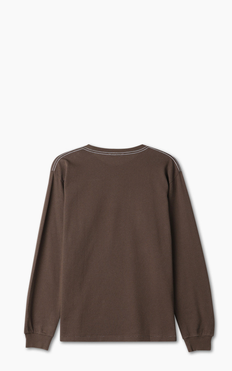 Auralee Cotton Mesh Dyed L/S Tee Dark Brown