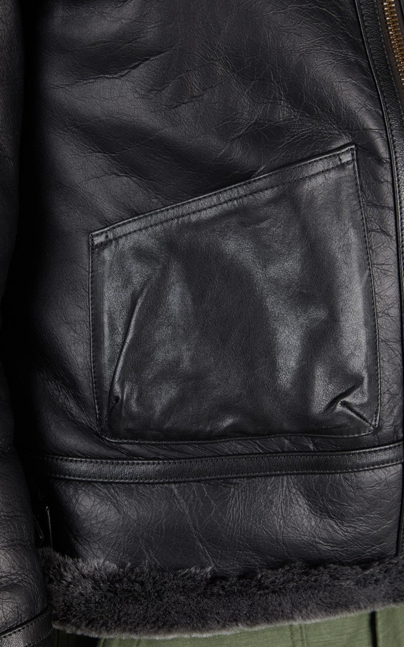 Shangri-La Heritage Aviatore B-3 Shearling Leather Jacket Black